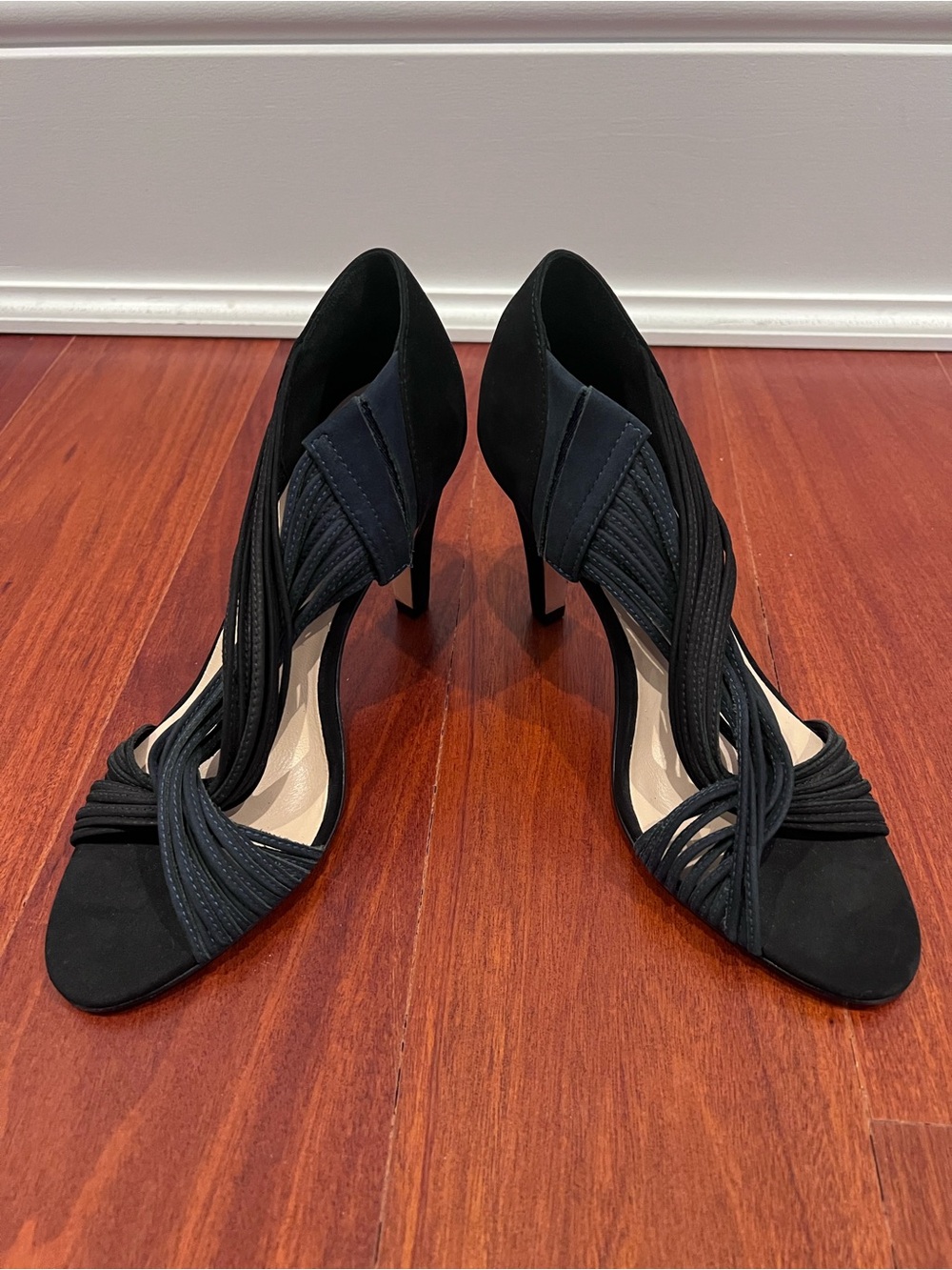 NWOB Loeffler Randall Black Multi Strap Woven Cord Sandal Heels